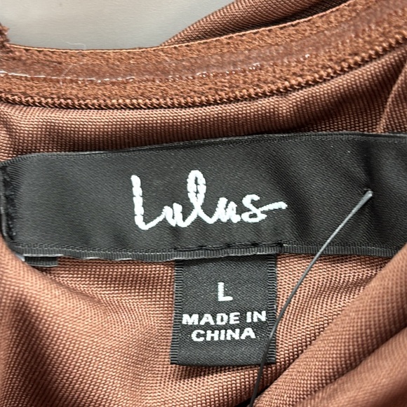 Lulus Exemplary Charm Brown Strapless Ruched Bodycon Mini Dress size L NWT - Picture 8 of 14